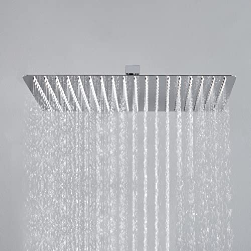 JOHO pflegeleiche Regendusche Duschkopf aus 304 Edelstahl, Hochdruck Kopfbrause Einbauduschköpfe Brausekopf mit Anti-Kalk-Düsen 35x25cm Chrom, moderner und pflegeleicher Duschkopf für das Badezimmer