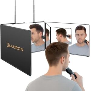 360 Grad Spiegel zum Aufhängen, Klappspiegel für Haare Selbst Schneiden, Höhenverstellbarer Kosmetikspiegel Rasierspiegel Friseurspiegel für Makeup Rasieren Frisieren ohne LED