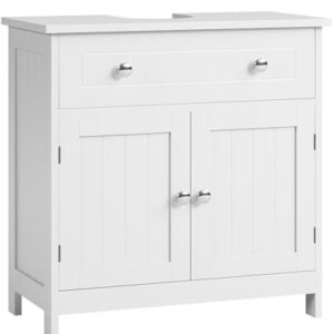 Badezimmerschrank mit 2 Türen, Waschbecken mit Unterschrank, Weiss, 60 x 30 x 60 cm