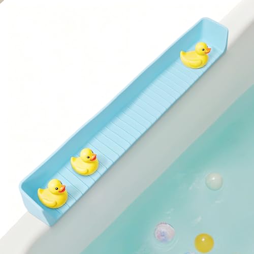 Badewannen-Spritzschutz fuer Kinder, Silikon-Wasserspritzschutz, Spielzeughalter fuer Die Badewanne, Verhindert Wasserspritzer Im Badezimmer, Einfach Zu Installieren