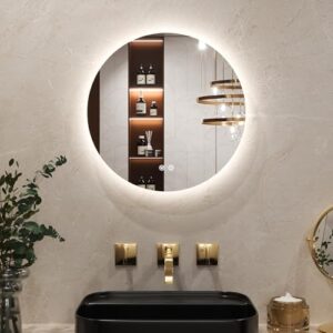 Badezimmerspiegel mit Beschlagfrei Touch Schalter Speicherfunktion 3 Lichtfarben Dimmbarer LED Bad Spiegel Ohne Rahmen Badezimmer Wandspiegel