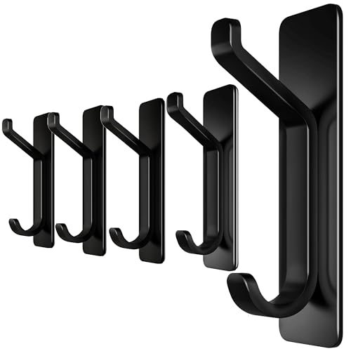 Selbstklebende Kleiderhaken, Handtuchhalter ohne Bohren, extra stark, für Türen und Schränke, schwarz matt