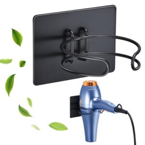 Fönhalterung ohne Bohren, Edelstahl Föhnhalter Wand, Halterung für Fön Aufbewahrung Haartrocknerhalter, Selbstklebend Föhnhalterungen für Bad (Schwarz)