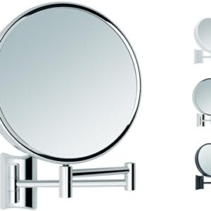 360° drehbarer Kosmetikspiegel mit Wandmontage, doppelseitiger Rasierspiegel mit 3X & 7X Vergrößerung und ausziehbarer Badspiegel aus verchromtem Metall.