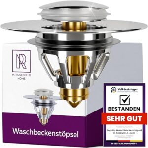 Waschbeckenstöpsel 34-38mm - Ablausssieb Pop Up Ablaufgarnitur Waschbecken Stöpsel