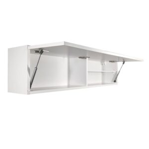 Badezimmermöbel, Klappbarer Badezimmer Wandschrank, Teleskopöffnung, Mattweiß/Mattweiß, 30 x 120 x 23 cm