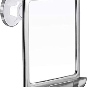 Duschspiegel mit Antibeschlag und Saugnapf für bequemes Rasieren in der Dusche, Chrom-Framed Spiegel ohne Bohren, 20 x 18 cm groß