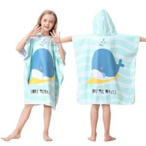 Badeponcho mit Kapuze für Kinder, Mikrofaser-Handtuch, Poncho für Mädchen und Jungen, ideal für Badezimmer, Schwimmbad oder Reise