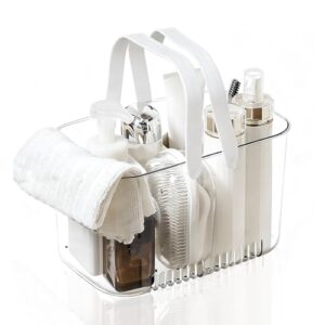 Natudeco Dusch-Caddy-Korb, großer transparenter Organiser für Toilettenartikel und Kosmetika, ideal für das Badezimmer oder die Dusche.