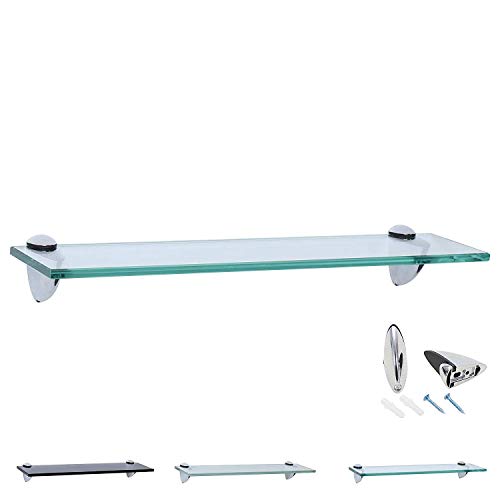 Transparentes Glas Wandregal mit 8mm ESG Sicherheitsglas, perfekt für das Badezimmer als Badablage oder Glasablage