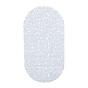 Rutschfeste Badewannenmatte mit Saugnäpfen und Steinoptik in Weiß, perfekt für kleinere bis mittelgroße Badewannen