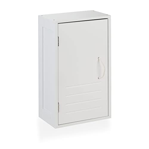 Relaxdays Hängeschrank Bad mit verstellerbarer Ablage und Magnetverschluss - schmaler Wandschrank aus weißem MDF für Badezimmer
