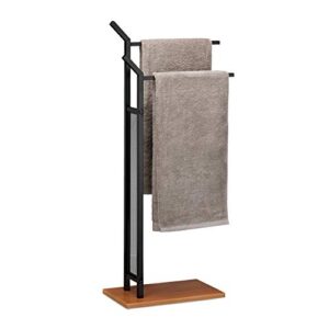 Schwarzer Handtuchhalter mit zwei Armen für ein modernes Badezimmer, ohne Bohren installieren