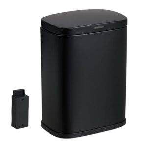 Relaxdays Kosmetikeimer Wandmontage, 3 Liter, Absenkautomatik, Inneneimer, Metall, eckiger Badezimmer Mülleimer, schwarz
