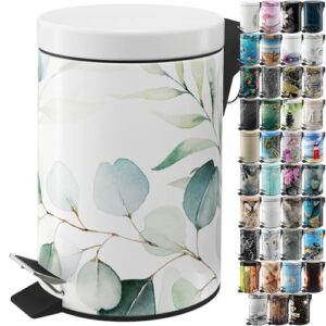 Badezimmerkosmetik-Mülleimer mit Absenkautomatik, Eukalyptus-Motiv