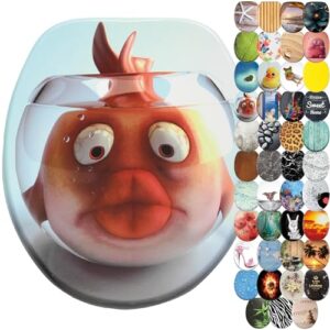 Hochwertiger WC-Sitz mit Absenkautomatik aus Holz, Toilettendeckel in verschiedenen Motiven