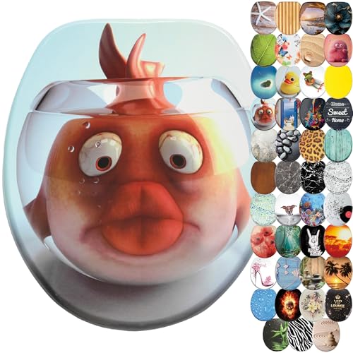 Hochwertiger WC-Sitz mit Absenkautomatik aus Holz, Toilettendeckel in verschiedenen Motiven