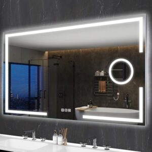 S'bagno 120x70cm Schminkspiegel mit Beleuchtung, Badspiegel mit Beleuchtung, moderner LED-Beleuchtung, berührungssensitivem Dimmen und Beschlagsverhinderung, ideal für Badezimmer-Wandmontage