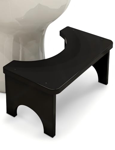 Toilettenhocker aus Bambusholz für Erwachsene, Klohocker mit ergonomischem Design und 35-Grad-Höhenanpassung, verbessert den Stuhlgang und bietet ein bequemes Sitzen im Badezimmer