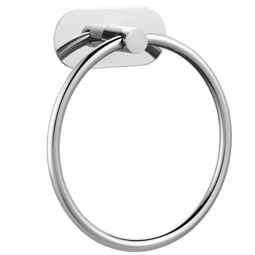 Selbstklebender Handtuchring für Badezimmer, Wandmontage Bad & Küche Handtuchhalter mit Starkem Klebstoff, Ohne Bohren Edelstahl Rostfrei Handtuchhalter