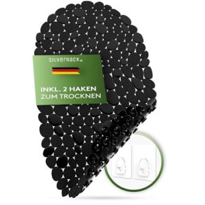 Antirutschmatte für Badewanne, 69x36 cm, schwarz, kiesel-stein-optik, rutschfest, BPA-frei