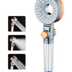 Sparduschkopf mit 3 Strahlarten, Wasser sparen, Duschköpfe, Regendusche, Wassersparer mit Stoppfunktion und Filter