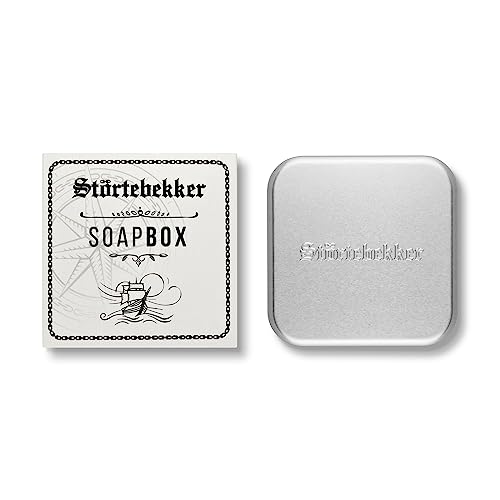 Störtebekker Premium Seifendose mit Abtropfgitter für Rasierseife und Festes Shampoo - Metall Seifenbox zum Reisen mit Ablauf