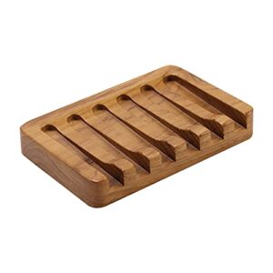 Teak Seifenshalter mit Wasserfall Design, Holz Seifenablage für Bad, Küche und Waschbecken