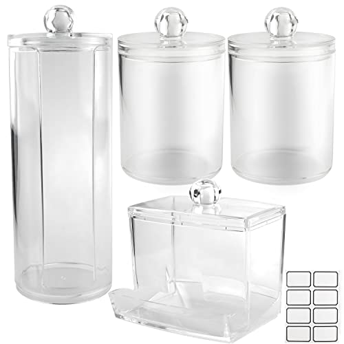 Wattestäbchenhalter, Aufbewahrung für Wattestäbchen, Wattepads und Make-up-Pads, Badezimmer-Organizer-Set, Schminktisch-Halter mit Deckel
