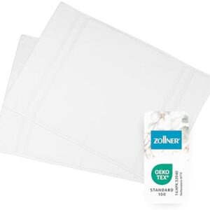 ZOLLNER 2er Set Badematten in 50x70 cm - saugstarke und flauschige Badvorleger aus Baumwolle - für Fußbodenheizung geeignet - in weiß - Hotelqualität