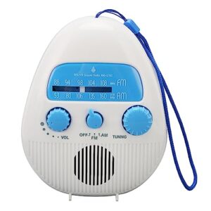 AM FM-Duschradio, tragbares wasserdichtes Radio, batteriebetrieben, mit Einstellbarer Lautstärke, für Badezimmer, Außenbereich, Küche