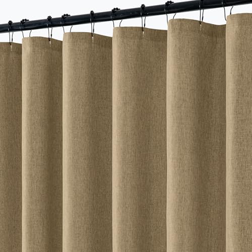 Extra langer Leinen-Duschvorhang, 274 cm lang, strapazierfähiger Stoff, Duschvorhang-Set mit 12 Metallhaken, wasserdichte Dekoration für Badezimmer und Badewanne