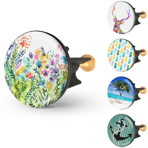 Bunter Waschbeckenstöpsel aus Edelstahl mit extra schwerer Messingschraube und universellen Abflussstopfen für Waschbecken