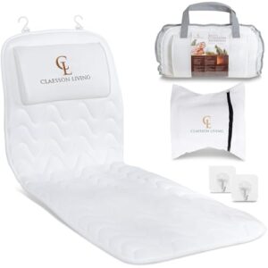 Badewannenmatte mit Kopfstütze, unterstützt Nacken, Rücken und Beine, Weiß