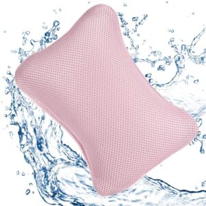 Quuylin Badewannenkissen mit 2 starken Saugnäpfen und ergonomischer Passform für optimale Nackenentspannung in Rosa