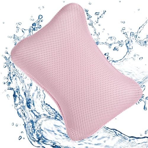 Quuylin Badewannenkissen mit 2 starken Saugnäpfen und ergonomischer Passform für optimale Nackenentspannung in Rosa