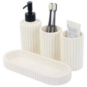 Badezimmer-Set mit Seifenspender, Zahnputzbechern und Tablett für ein sauberes und organisiertes Badezimmer