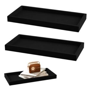 2 Stück Badezimmer Tablett Deko Silikon Ablageschale Tablett Schwarz Rechteckig Kosmetiktabletts Schmucktablett Organizer Ablage Spüle Seifenspender für Küchen