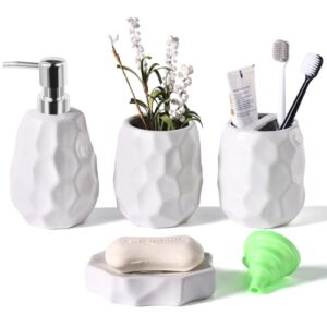 Badezimmer-Zubehör-Set, 4-teiliges Badezimmer-Zubehör-Set für moderne Bäder, Lotion-Seifenspender und Seifenschale für einen sauberen und eleganten Touch
