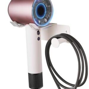 BANJEKT Föhn Halterung, Fönhalter ohne Bohren in Edelstahl für Haartrockner, Wandhalterung ohne Bohren, weiß