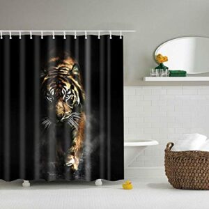 Duschvorhang mit Tiger-Motiv, Digitaldruck auf wasserdichtem Polyester-Stoff, schwarz, für Badezimmer, Dekoration, 180 x 180 cm