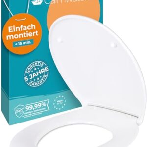 Calmwaters Toilettendeckel mit Absenkautomatik, Made in EU, aus antibakteriellem Duroplast, 2 Befestigungsarten