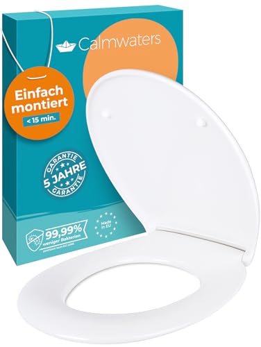Calmwaters Toilettendeckel mit Absenkautomatik, Made in EU, aus antibakteriellem Duroplast, 2 Befestigungsarten