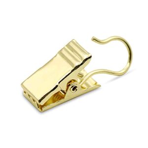 100 Stück Edelstahl Schwerlast-Duschvorhang-Clip mit Haken Lichterkette Hänger Drahthalter für Fotos, Schlafzimmer, Badezimmer, Heimdekoration, Kunst-Handwerk Display, Edelstahl (Gold)