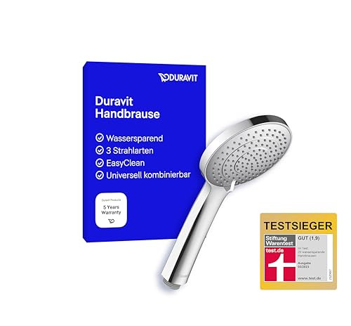 Duravit Universal Duschkopf mit drei Strahlarten (Rain, Intense, Soft) und Chrom-Aufzug. Wassersparend und reinigungsfreundlich.