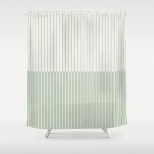 Duschvorhang 240x200 cm Grün Weiß Streifen, Wasserdicht, Anti-schimmel, Waschbar, Badvorhang für Badezimmer