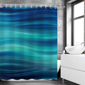 Blauer Duschvorhang mit abstraktem Marmor-Design und Ombré-Streifenmuster, waschbar und praktisch für den Badezimmergebrauch