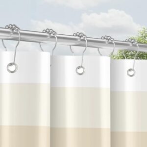 Duschvorhang mit Metall-Duschvorhangringen 180x180 cm, beige Farbe, wasserdicht und antibakteriell behandelt, Polyester-Stoff, ideal für Badezimmer und Badewannen