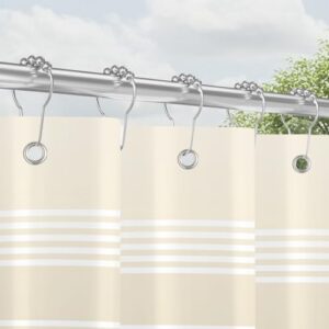 Duschvorhang mit Metall Duschvorhangringe, 120x200 cm Beige Gradienten, Beschwerter Saum Antischimmel Textil, Wasserabweisend, Waschbar Polyester Badevorhänge Set für Badezimmer und Badewanne