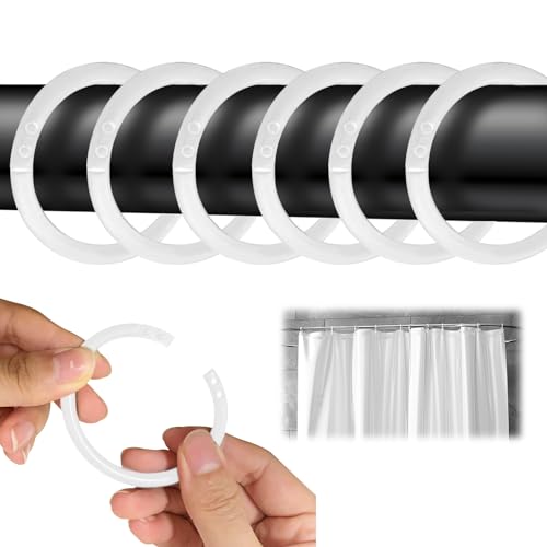 24 Stück Duschvorhang Ringe, Kunststoff Duschvorhang Haken, Vorhang Aufhängeringe, C-Form, für den Duschkopf geeignet